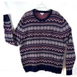 Merona Mens Fair Isle Ski Sweater Red White Blue XXL